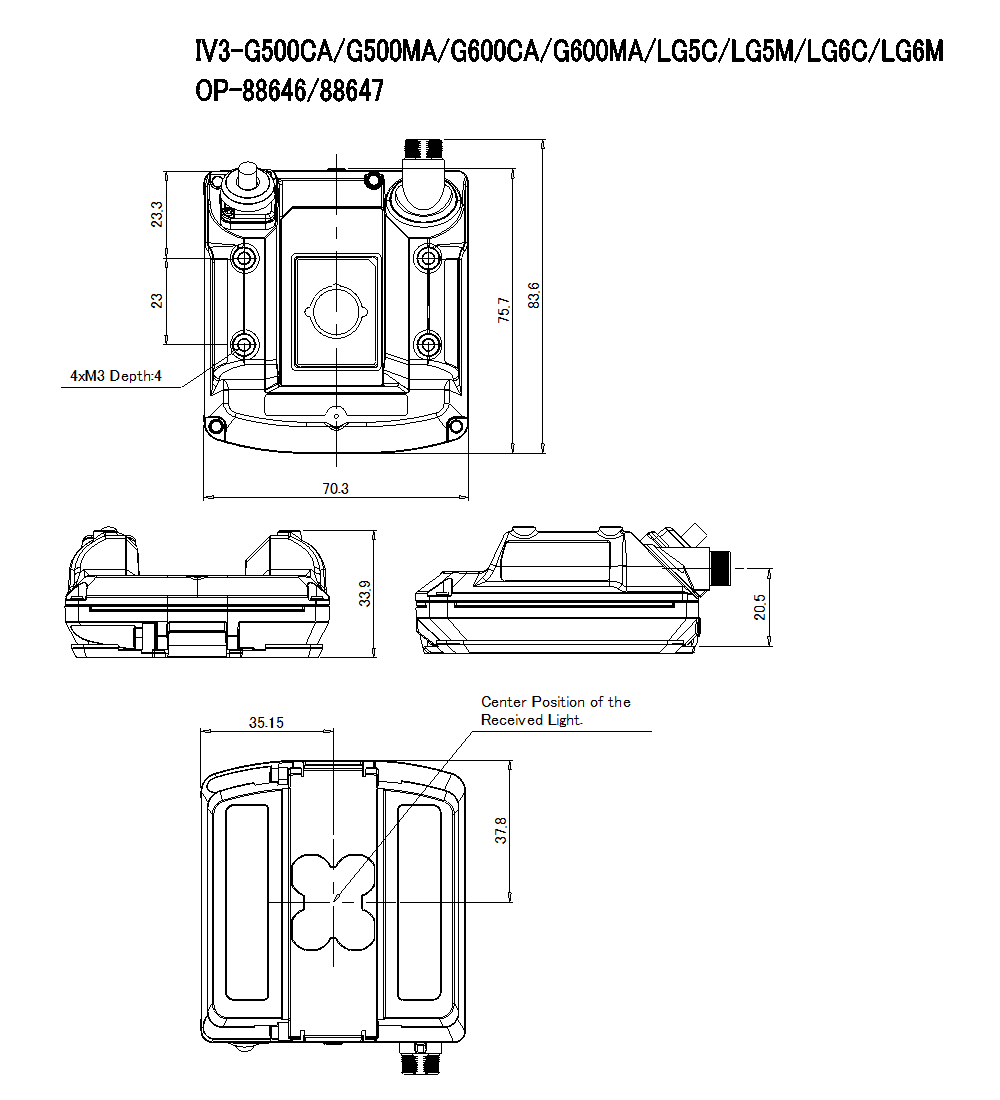 IV3-G500CA/IV3-G500MA/IV3-G600CA/IV3-G600MA/IV3-LG5C/IV3-LG5M/IV3-LG6C/IV3-LG6M/OP-88646/OP-88647 Dimension