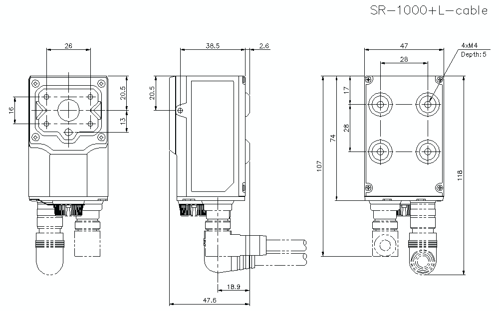 SR-1000/L-CABLE Dimension